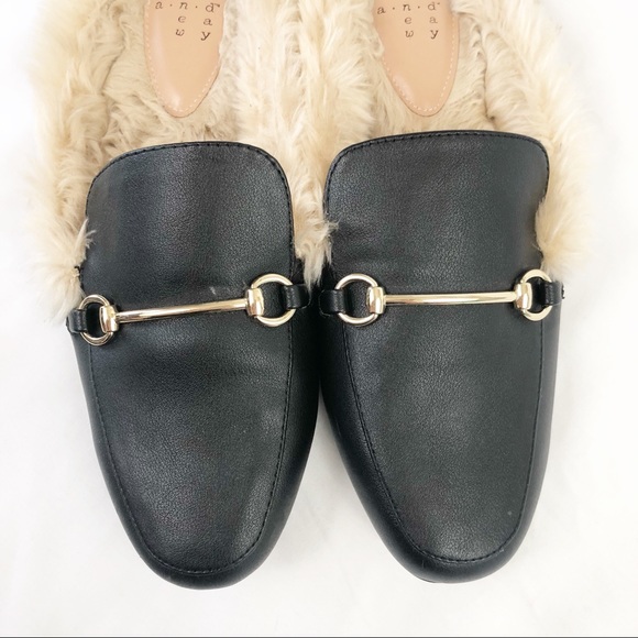 a new day Shoes - A New Day Black Fur Horsebit Loafers Size 9